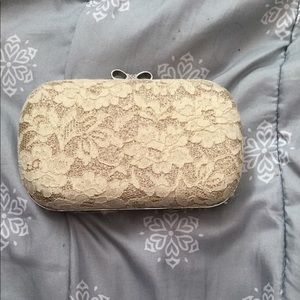 Cream lace clutch